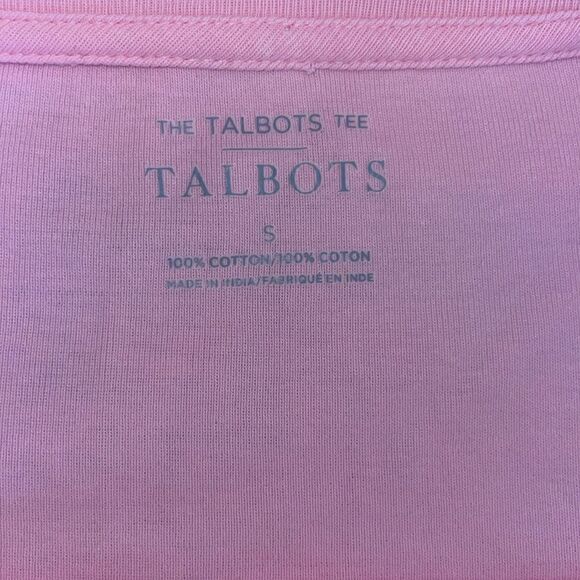 TALBOTS TEE  S Like New Embroidery Little Fishes pink Long Sleeve Lightweight - Picture 3 of 4